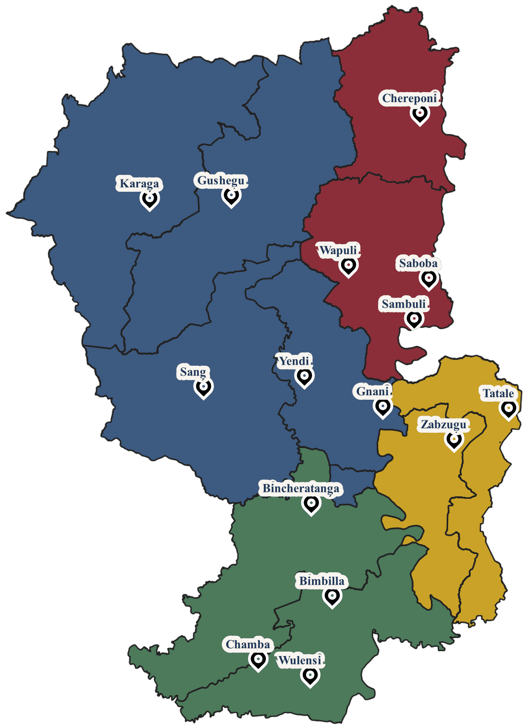 Map showing deaneries and their parishes